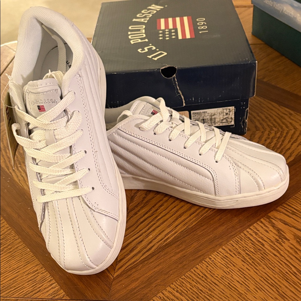 U.S. Polo Assn. White Low-Top Lace-Up Sneakers